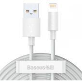 Baseus Simple Wisdom Data Cable Kit USB to Lightning 2.4A 1.5m White (2 db/szett) TZCALZJ-02