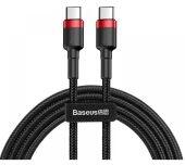 Baseus Cafule USB-C to USB-C PD 2.0 60W gyorstöltő és adatkábel, 1m, fekete/piros CATKLF-G91