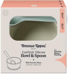 Tommee Tippee szilikon tálka tapadókoronggal és kanállal, zöld szín