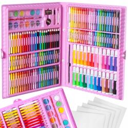 Procart Trusa pictura si desen, valiza 168 piese, set creativ pentru copii, roz (621752-PINK)