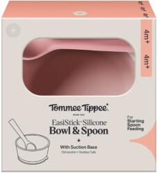 Tommee Tippee szilikon tálka tapadókoronggal és kanállal, rózsaszín