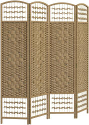 HomCom Paravan interior din lemn separator de cameră separator pliabil 4 panouri 160 x 170 cm lemn natural | Aosom Romania (830-701V00ND)