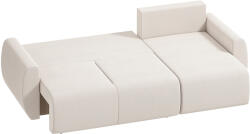 HOMCOM Canapea extensibilă cu chaise-longue reversibilă, canapea 3 locuri în formă L din velur sintetic, alb crem | Aosom Romania (83B-972V00CW) Canapea