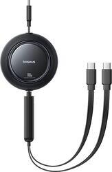 Baseus Cablu Baseus Free2Pull retractabil Fast Charging USB-C la 2x USB-C, 100W, 1.2m, Negru (e0415504) - cel