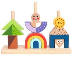 Tooky Toy Tooky Toy: Fa Montessori építőjáték - Kirándulás nappal és éjjel
