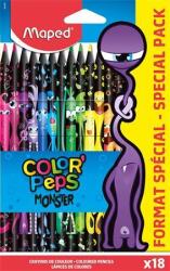 Maped Színes ceruza készlet, háromszögletű, MAPED ColorPeps Monster 18 különböző szín (862600)