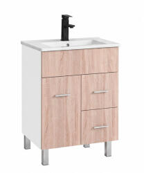 Leziter Neo 60 dulap de baie inferior cu chiuvetă alb-sonoma stejar (NEO60AFST)