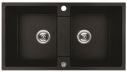 RIO 2M kétmedencés gránit fekete mosogató szifonnal, 80x44x18, 6 cm (SRF_720R) - modernkonyha