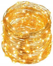  Fényfüzér, 100 LED, melegfehér, drót égősor, 10 méter