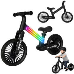  LED-es futóbicikli gyerekeknek, RGB világító vázzal, fekete, 2+