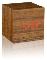 Gingko Design GINGKO Часовник с термометър CUBE - тиково дърво с червени цифри (Gingko-GK08R4) Будилник