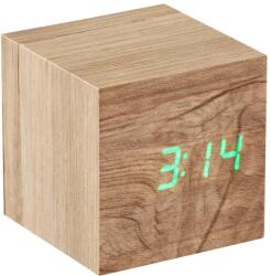 Gingko Design GINGKO Часовник с термометър CUBE - дърво от ясен със зелени цифри (Gingko-GK08G12) Будилник