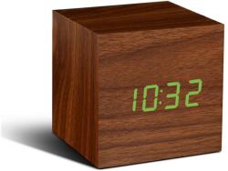 Gingko Design GINGKO Часовник с термометър CUBE - орехово дърво със зелени цифри (Gingko-GK08G8) Будилник