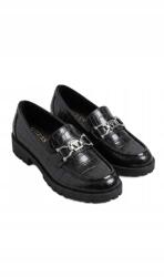 Guess Fekete Lakkozott Papucs Bőr Mintával És Díszítéssel 37 Gga (FLOSHOELE14)