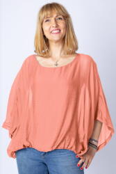 SHOPIKA Bluza roz piersica din matase si vascoza cu maneca fluture Talie unica