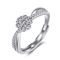  Kristály virágos gyűrű whitegold (állítható méret)