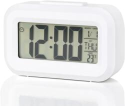 ProCart Ceas digital multifunctional LED, ora, data, temperatura, alarma, lumina fundal, snooze, alb (659054WHITE)