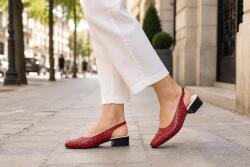 Ninna Art Shoes Pantofi dama rosii din piele naturala perforata, cu bareta la spate si toc mic NA252ROSU, marimea 39