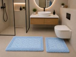 Set Baie Set 2 Covorase Baie, Rombs 13 Albastru, Covor 100% Bumbac, Dimensiunea 60x100 cm (8697627120895) Covor baie