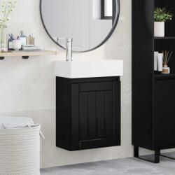 vidaXL Unitate de baie cu robinet Negru 45, 5 x 25, 5 x 84 cm GartenMobel Dekor (889482)