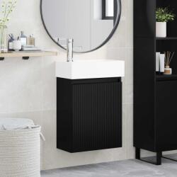 vidaXL Unitate de baie cu robinet Negru 45, 5 x 22, 5 x 84 cm GartenMobel Dekor (889442)