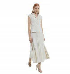 Karen Millen Krémszínű Ruha Fodros Alsó Résszel És 34 Z3A Pánttal