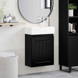 vidaXL Unitate de baie cu robinet Negru 45, 5 x 25, 5 x 84 cm GartenMobel Dekor (889492)