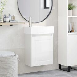 vidaXL Unitate de baie cu robinet Alb foarte lucios GartenMobel Dekor (889505)