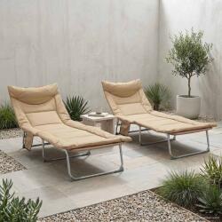 vidaXL Sezlong pliabil cu perne 2 pcs Bej GartenMobel Dekor (42032386)