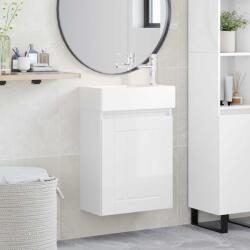 vidaXL Unitate de baie cu robinet Alb foarte lucios GartenMobel Dekor (889495)