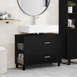 vidaXL Unitate Vanity pentru Baie Negru 80 x 35 x 60 cm Lemn prelucrat GartenMobel Dekor (889386)
