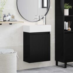 vidaXL Unitate de baie cu robinet Negru 45, 5 x 22, 5 x 84 cm GartenMobel Dekor (889452)