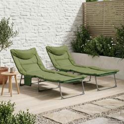 vidaXL Sezlong pliabil cu perne 2 pcs Verde închis GartenMobel Dekor (42032385)
