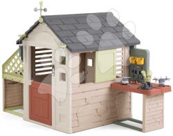 Smoby Căsuță cu atelier de lucru și bucătărie Nature Playhouse Workshop Life Smoby extensibilă cu filtru UV de la 24 luni (SM810310-A) Casuta pentru copii