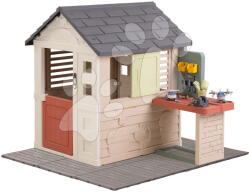 Smoby Căsuță cu atelier de lucru pe pardosea Nature Playhouse Workshop Life Smoby extensibilă cu filtru UV de la 24 luni (SM810310-P) Casuta pentru copii