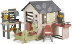 Smoby Căsuță cu atelier de lucru și grădină la intrare Nature Playhouse Workshop Life Smoby extensibilă cu filtru UV de la 24 luni (SM810310-K) Casuta pentru copii