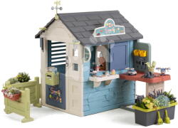 Smoby Căsuță Magazin cu ghiveci lângă atelier Sweety Corner Playhouse Smoby cu alimente și dulciuri, cu filtru UV, de la 24 luni (SM810309-V) Casuta pentru copii