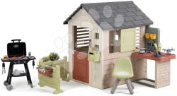 Smoby Căsuță cu atelier de lucru și grătar Nature Playhouse Workshop Life Smoby extensibilă cu filtru UV de la 24 luni (SM810310-H) Casuta pentru copii