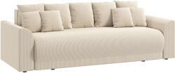 HOMCOM Canapea extensibilă 190x150cm, sofa 3 locuri cu funcție de dormit, perne, spațiu de depozitare, aspect corduroy pentru living, Bej | Aosom Romania (83B-954V00BG) Canapea