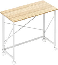 HomCom Masă pliabilă de 80 cm pe roți - Ton natural | Aosom Romania (836-606V00ND)