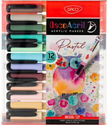Daco Marker acrilic varf pensula pastel set 12 DACO MK506/12P (MK506/12P)