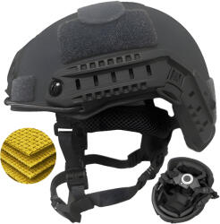  FAST NIJ IIIA Linomag® ballisztikus taktikai sisak, ellenáll a 9mm-es, . 357 SIG és . 44 Magnum lövedékeknek, magas kivágás kiegészítők számára, kompatibilis NVG-vel, FAST sín, 360°-os állítási - pepi