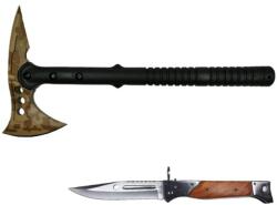 Depox Set Topor DEPOX® , Survivor Desert Camo si briceag AK-47, teaca inclusa (0950)