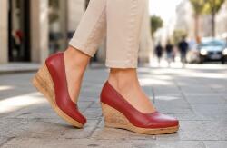 Ciucaleti Pantofi dama casual din piele naturala maro coniac cu platforme de 7 cm P3550CON, marimea 40