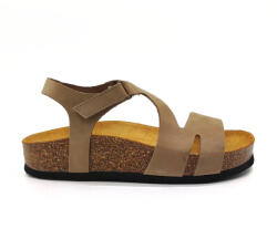 Plakton Sandale Flatforme Anatomice de Damă din Piele Nobuck Taupe 345647 (345647)