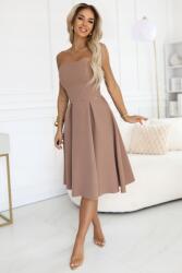 Numoco Bő szabású midi fűzős estélyi ruha Vivienne bézs L- 641-2 (641-2-L)