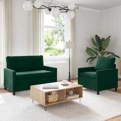 vidaXL Set de canapea 2 pcs Verde închis Catifea GartenMobel Dekor (3417027) Canapea