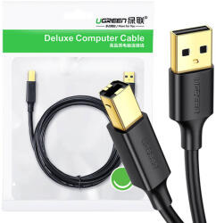 UGREEN US135 USB 2.0 A-B nyomtatókábel, aranyozott, 5 m (fekete)