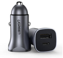 UGREEN car charger CD130, USB, USB-C, 24W (grey)