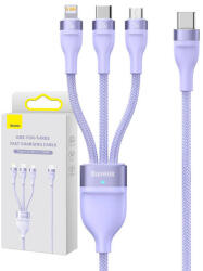 Baseus Flash Series 2, 3 az 1-ben USB kábel, USB-C / Micro-USB / Lightning, 100W, 1.5m (lila)